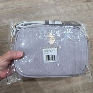 U.S. Polo Assn. Lavender Pebbled Crossbody Bag with Gold Logo